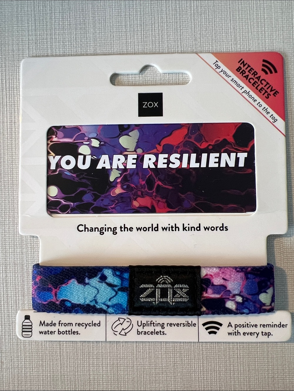 ZOX 'You Are Resilient' Reversible Bracelet - Purple & Blue